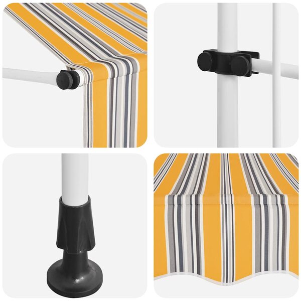 Kézzel feltekerhető napellenző kék-sárga csíkokkal 250 cm