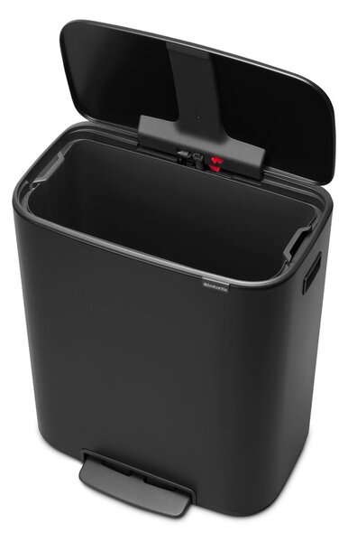 Matt fekete acél pedálos szemetes 60 l Bo – Brabantia
