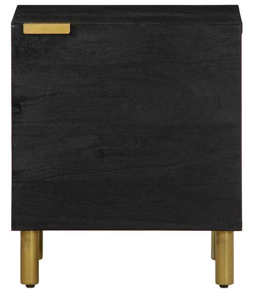 2 db fekete tömör mangófa éjjeliszekrény 40 x 33 x 46 cm