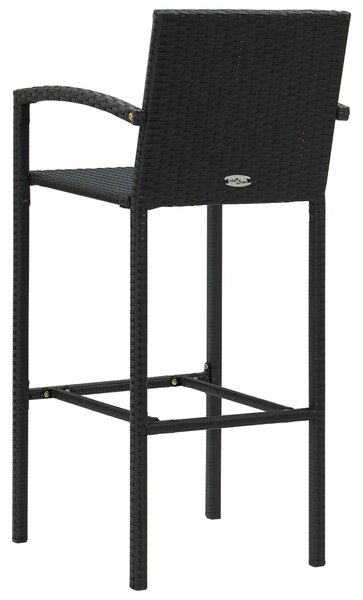 2 db fekete polyrattan bárszék