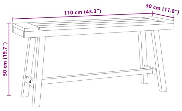 VidaXL tömör tíkfa pad 110 cm