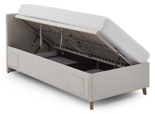 Bézs kárpitozott ágyneműtartós gyerekágy ágyráccsal 90x200 cm Cool – Meise Möbel