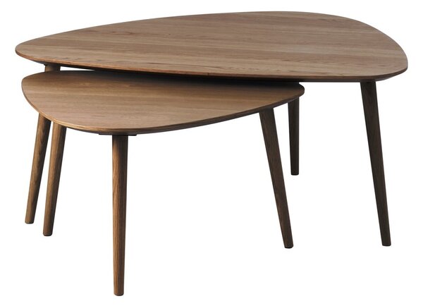Barna dohányzóasztal szett tölgyfa dekorral 2 db-os 70x100 cm Adda – Unique Furniture