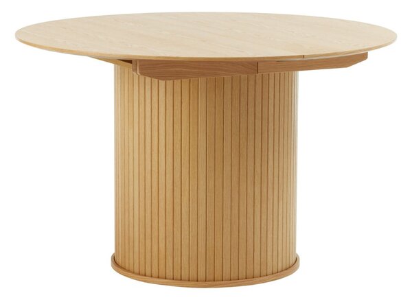 Kerek bővíthető étkezőasztal tölgyfa dekorral ø 120 cm Nola – Unique Furniture