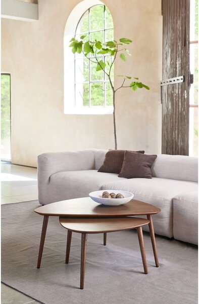 Barna dohányzóasztal szett tölgyfa dekorral 2 db-os 70x100 cm Adda – Unique Furniture