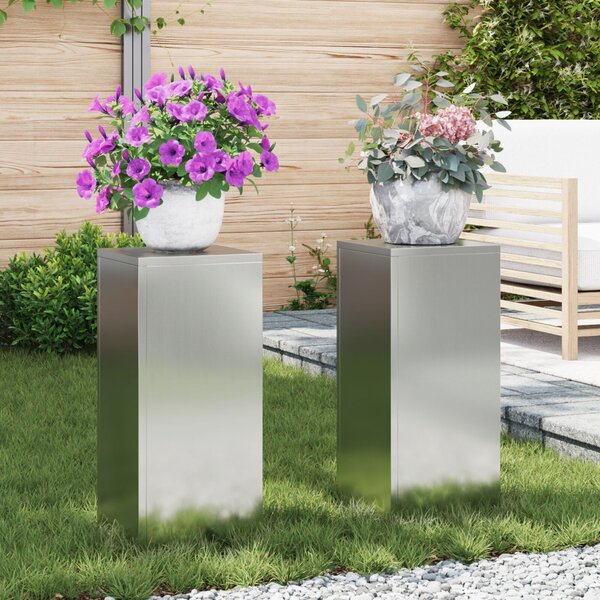 Kültéri növénytartók pillér 2 db 24x24x55 cm galvanizált acél