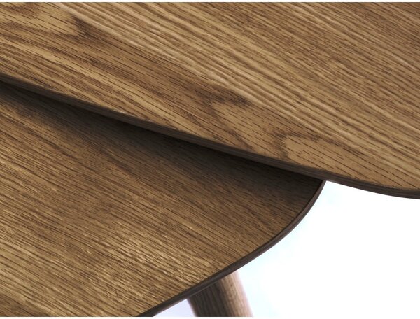 Barna dohányzóasztal szett tölgyfa dekorral 2 db-os 70x100 cm Adda – Unique Furniture