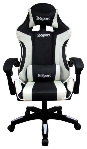 R-Sport Gamer szék deréktámasszal és masszázs funkcióval - fekete-fehér