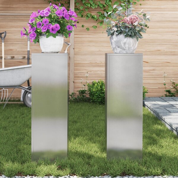 Növényállvány 2 pcs Ezüst 24 x 24 x 75 cm Rozsdamentes acél