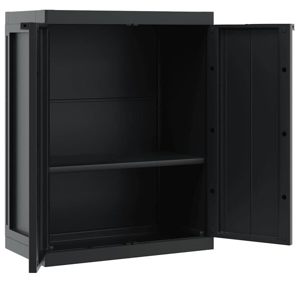 Fekete PP kültéri tárolószekrény 65 x 37 x 85 cm