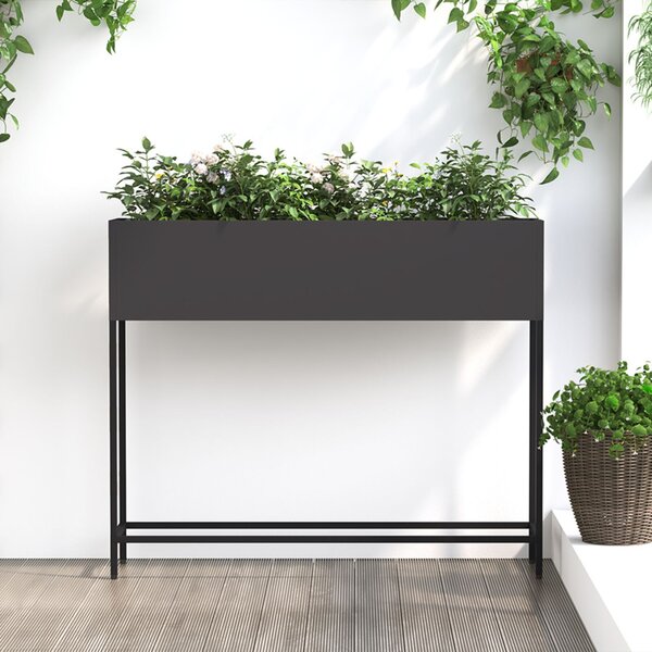 Magas Kerti Cserép Fekete 100 x 26 x 82 cm Acél