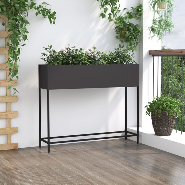 Magas Kerti Cserép Fekete 100 x 26 x 82 cm Acél