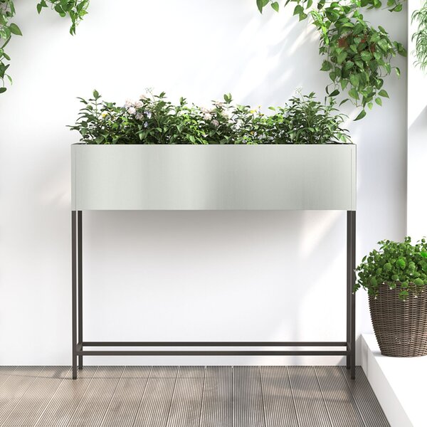 Magas Kerti Cserép Ezüst 100 x 26 x 82 cm Horganyzott acél