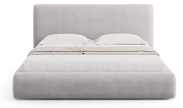 Világosszürke kárpitozott ágyneműtartós franciaágy ágyráccsal 180x200 cm Colonel – Cosmopolitan Design