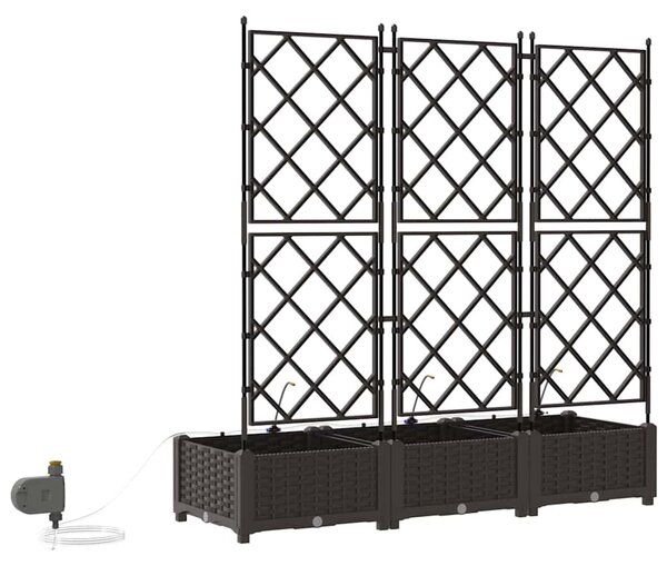VidaXL Kerti cserép 3 pcs Barna 120 x 40 x 126 cm Műanyag