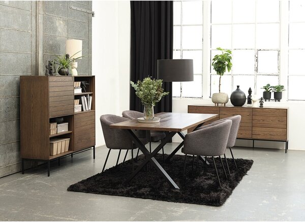 Sötétszürke kárpitozott karfás étkezőfotel Easton – Unique Furniture