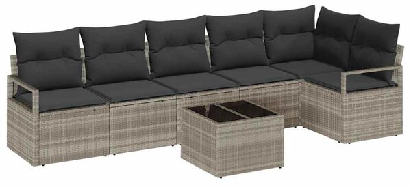 VidaXL Kanapé Szett 7 pcs Világosszürke polirattan