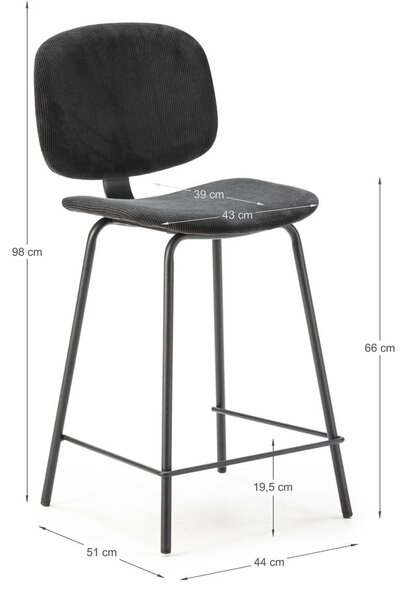 Fekete bárszék szett 2 db-os (ülésmagasság 66 cm) Arus – Marckeric