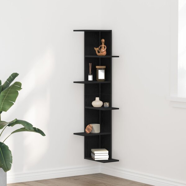 Fali Sarok Polc polcokkal Fekete tölgy 36,5 x 36,5 x 140 cm