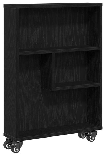 Keskeny Tároló Kocsi 3 szintes 48 x 13 x 68 cm Fekete tölgy