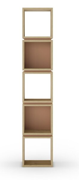Téglavörös-natúr színű könyvespolc tölgyfa dekorral 32x167 cm Lofty – Marckeric