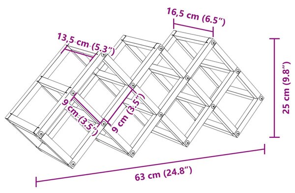 9 Palackos Borállvány 63x16,5x25 cm Porbevonatos Acél
