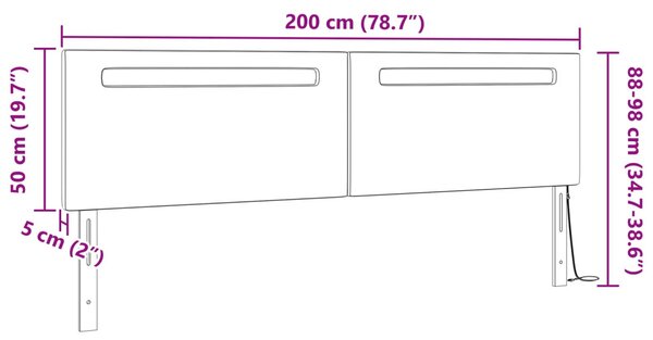 LED ágytámla Fekete 200 cm Műbőr