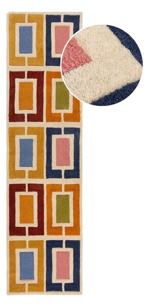 Kézi szövésű gyapjú futószőnyeg 60x230 cm Retro Blocks – Flair Rugs