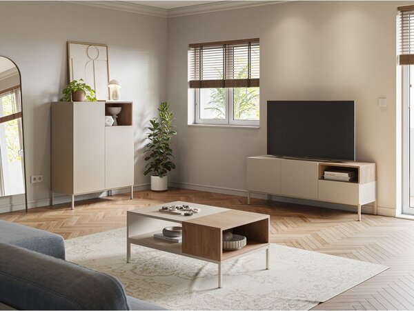 Krémszínű TV-állvány 140x55 cm Cailin – Marckeric