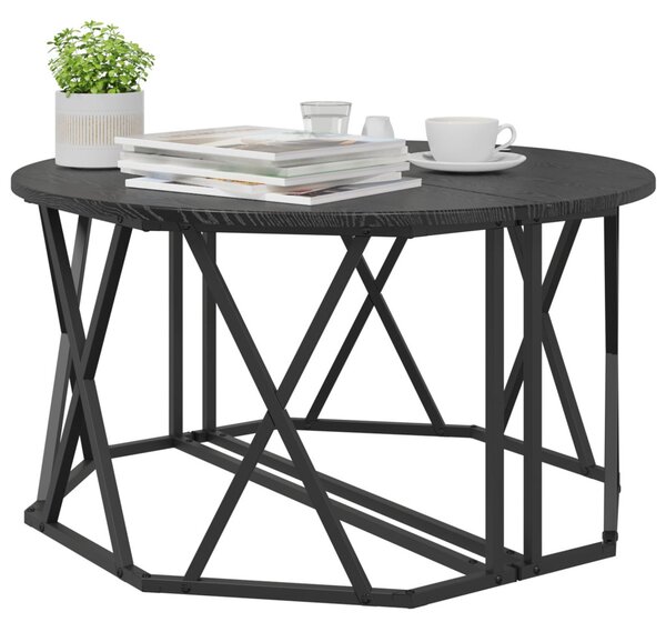 Fekete Oak Kávézóasztal 80x80x42 cm Mérnöki Fa
