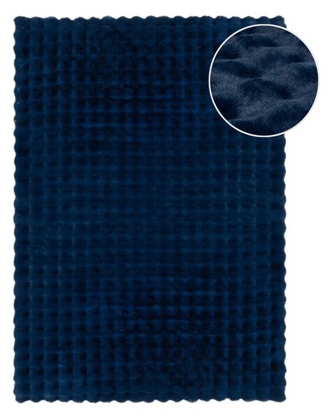 Sötétkék szintetikus szőrme szőnyeg 180x290 cm Waffle Faux Fur – Flair Rugs
