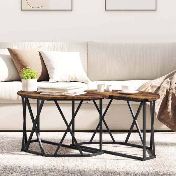 Füstölt Tölgy Dohányzóasztal 80x80x42 cm Műszaki Fa