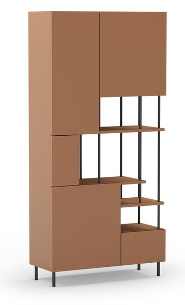 Téglavörös könyvespolc 84x175 cm Perla – Marckeric