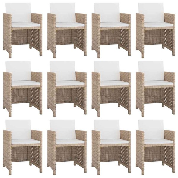 13 részes bézs polyrattan kültéri étkezőszett párnákkal