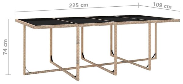 13 részes bézs polyrattan kültéri étkezőszett párnákkal