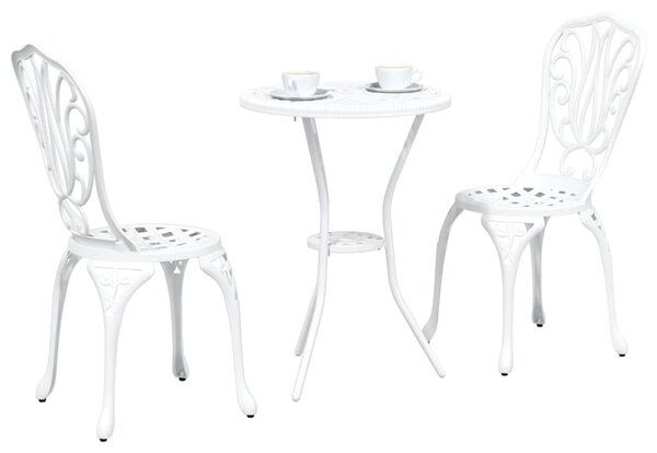 VidaXL Kert Bistro Készlet 3 pcs Fehér Alumínium