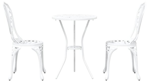 VidaXL Kert Bistro Készlet 3 pcs Fehér Alumínium