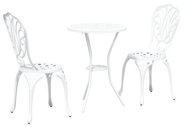 VidaXL Kert Bistro Készlet 3 pcs Fehér Alumínium