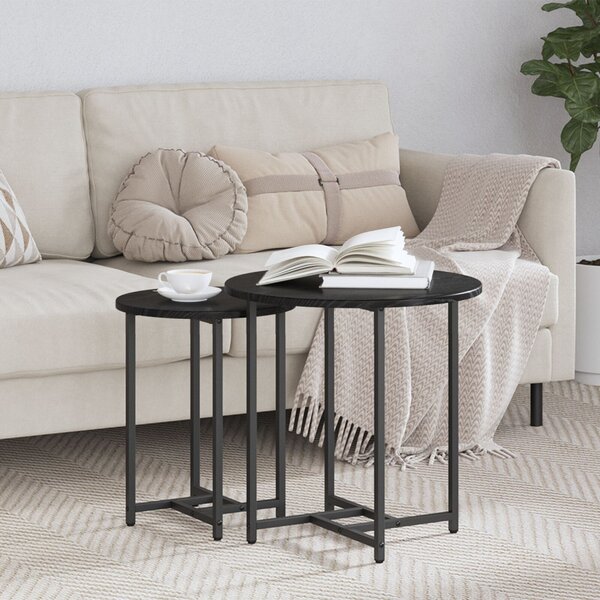 Kisasztal készlet 2 pcs Fekete tölgy