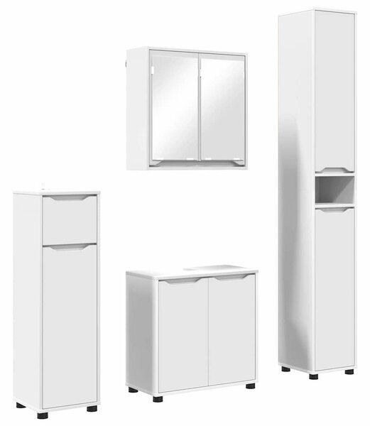 Fürdőszoba bútor szett fiókkal polcokkal 4 pcs Fehér Faanyag