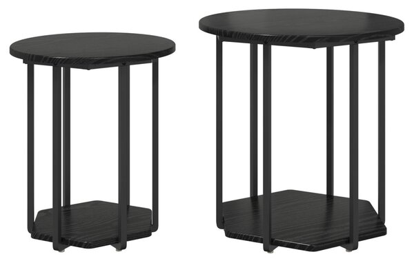 Kisasztal készlet polcokkal 2 pcs Fekete tölgy
