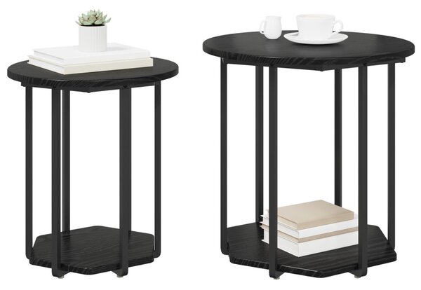Kisasztal készlet polcokkal 2 pcs Fekete tölgy