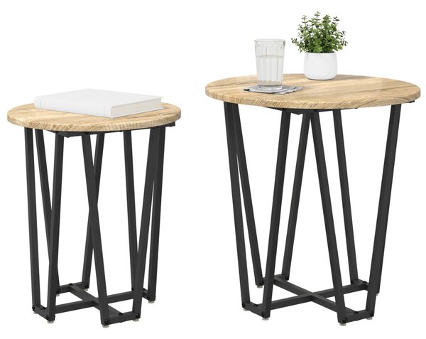 Kisasztal készlet 2 pcs Sonoma Tölgy és Fekete