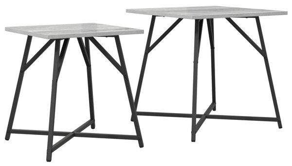 Kisasztal készlet 2 db Szürke Sonoma és Fekete 50 x 50 x 50 cm