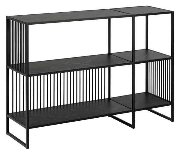 Fekete könyvespolc kő dekorral 120x83 cm Strington – Actona