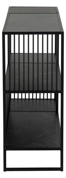 Fekete könyvespolc kő dekorral 120x83 cm Strington – Actona