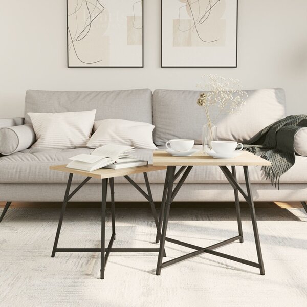 Kisasztal készlet 2 db Sonoma Tölgy és Fekete 50 x 50 x 50 cm
