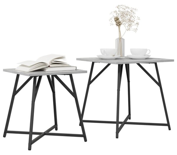 Kisasztal készlet 2 db Szürke Sonoma és Fekete 50 x 50 x 50 cm