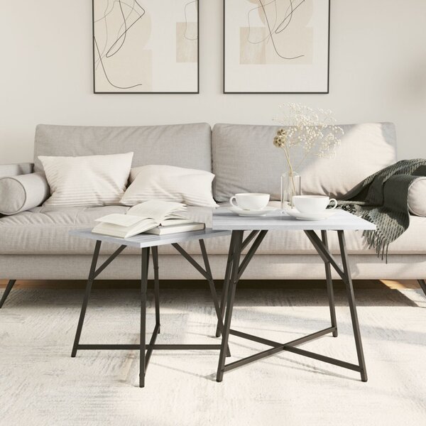 Kisasztal készlet 2 db Szürke Sonoma és Fekete 50 x 50 x 50 cm