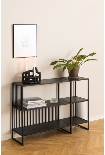 Fekete könyvespolc kő dekorral 120x83 cm Strington – Actona